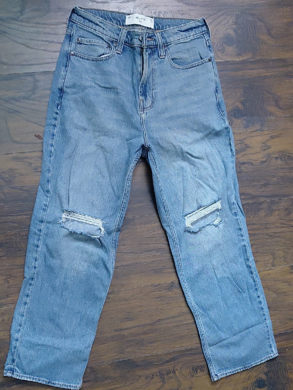 Hollister Light Blue Baggy Denim Jeans with Orange Stitching